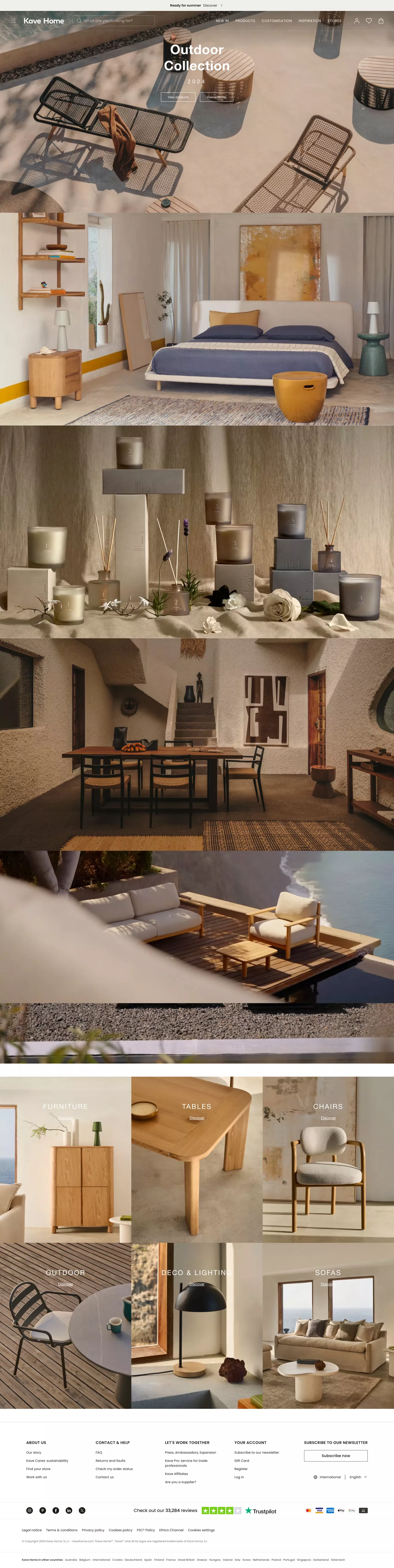 Kave Home® ecommerce page screenshot showcasing Furniture & Interiors and Ecommerce design