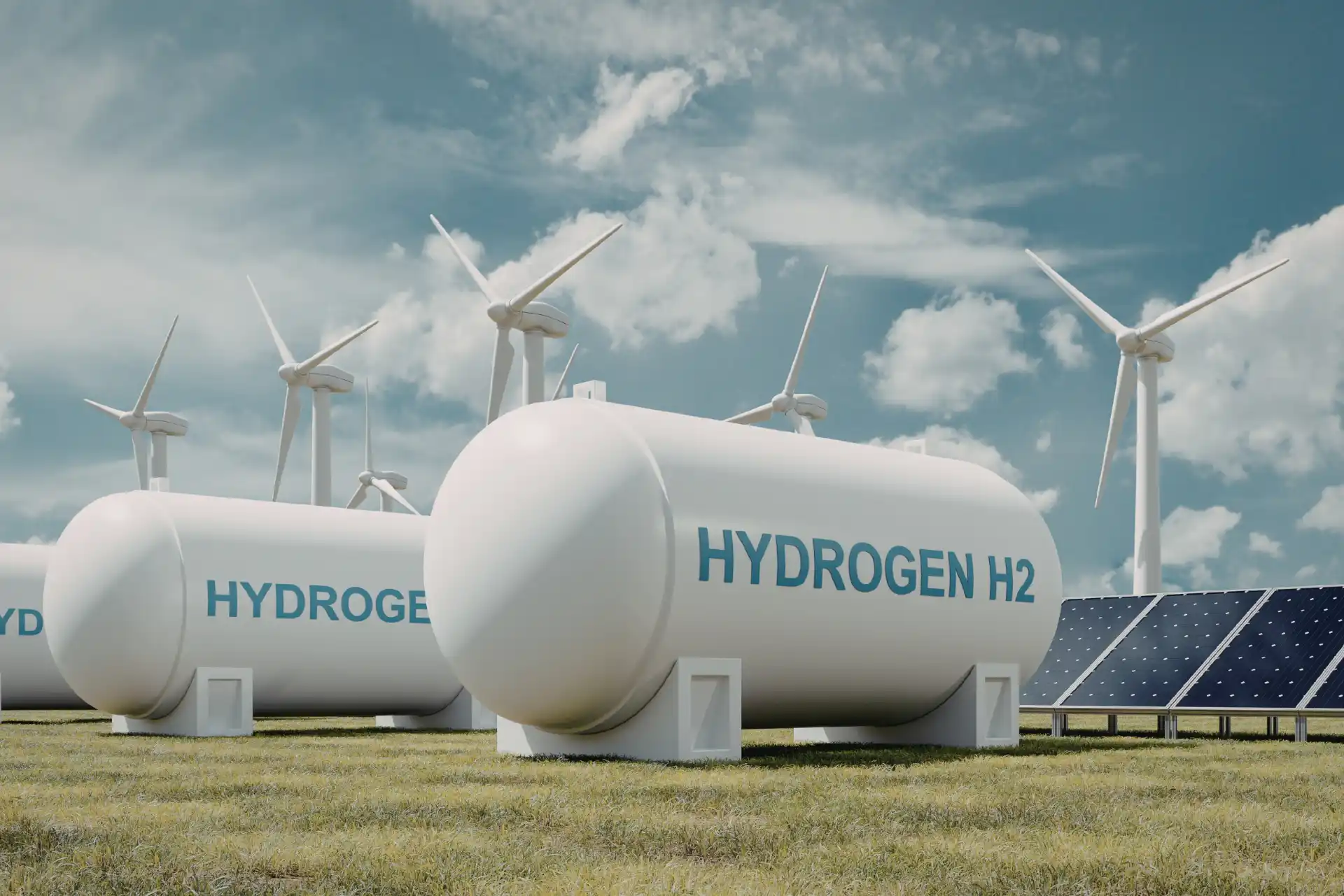 Die erzeugte Energie durch Photovoltaikanlagen kann in Wasserstoff gespeichert werden