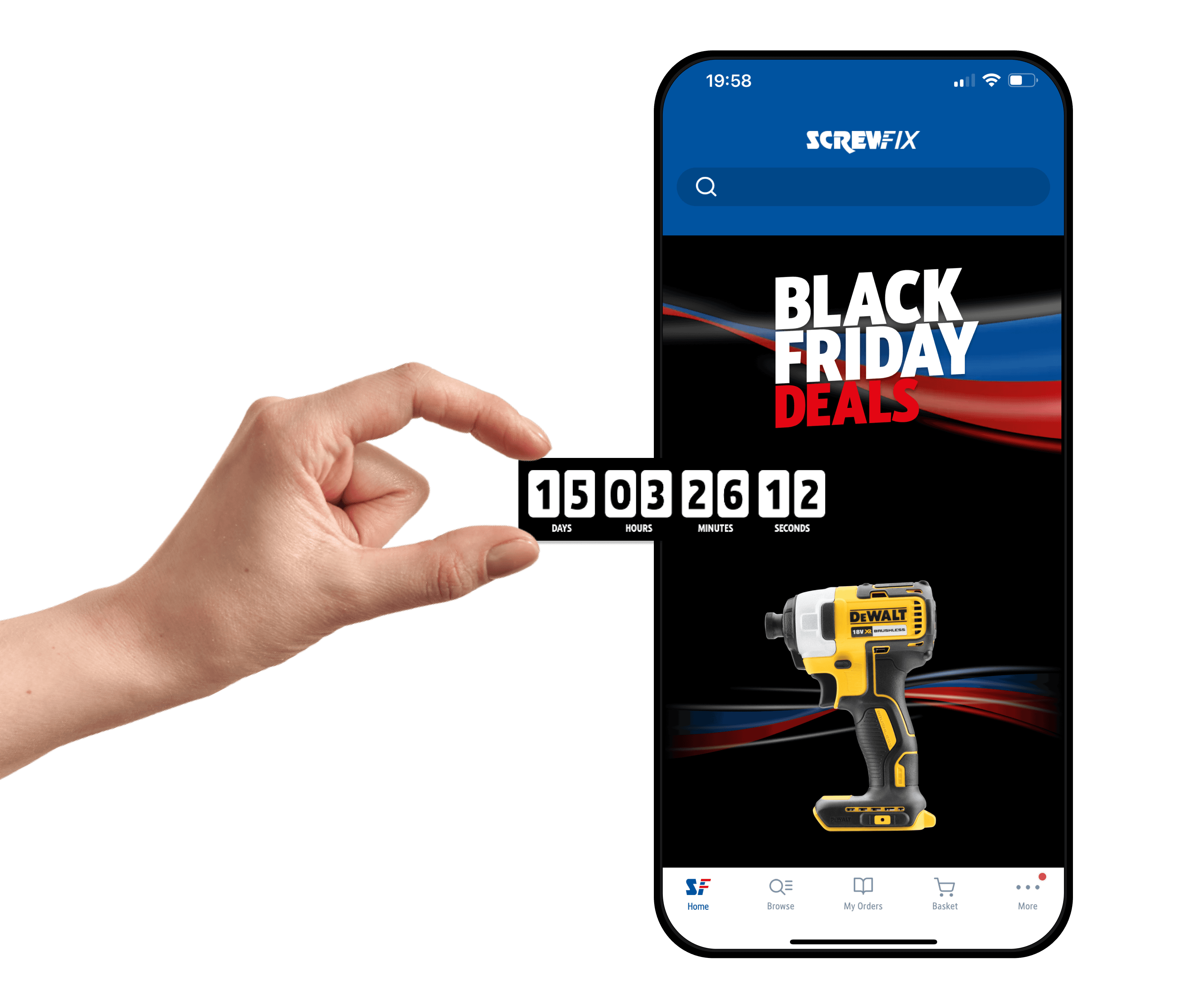 Phone showing Screwfix Black Friday