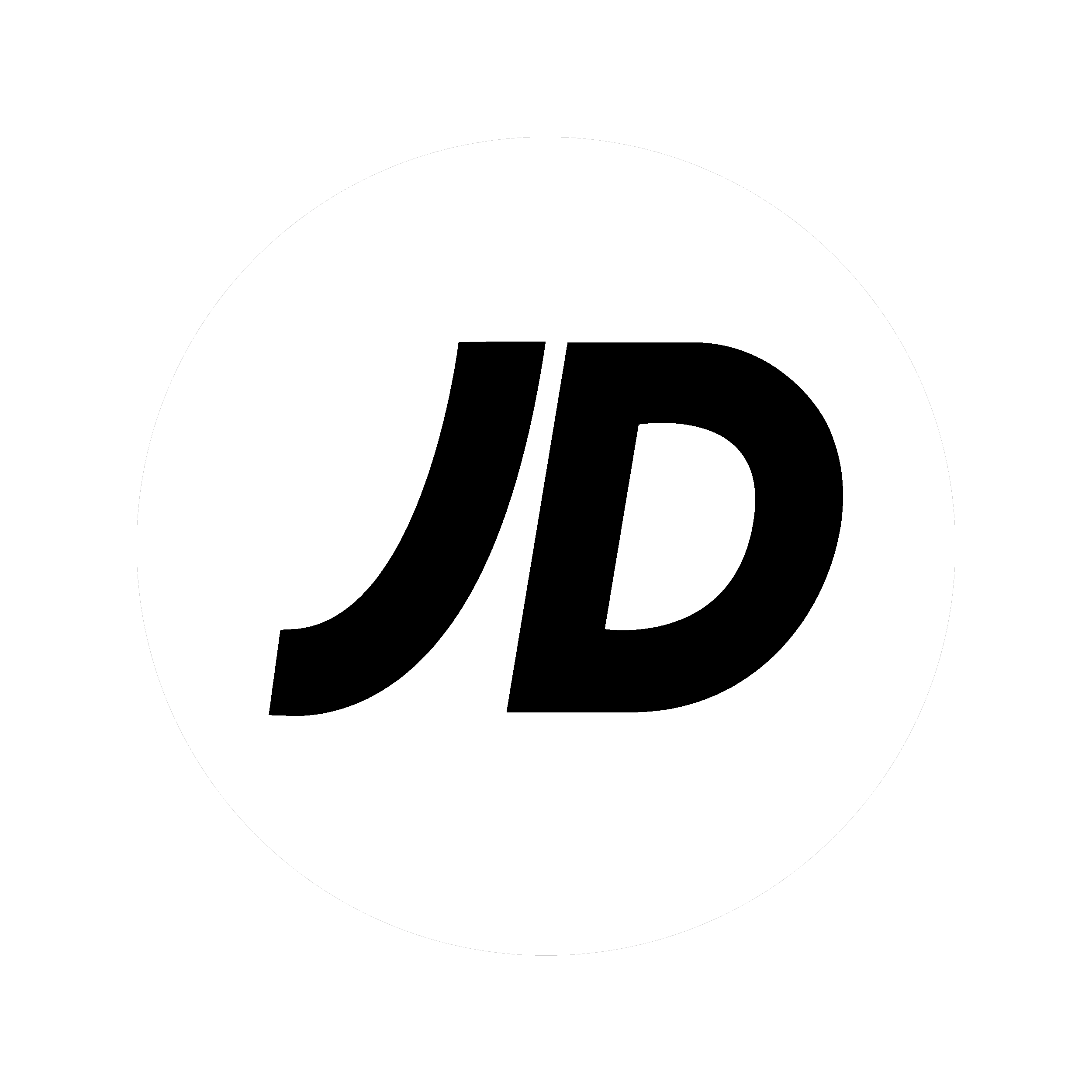 Logo for JD Sports featuring the bold, black letters "JD" in a modern, sans-serif font, centered within a white circle and set against a teal background.