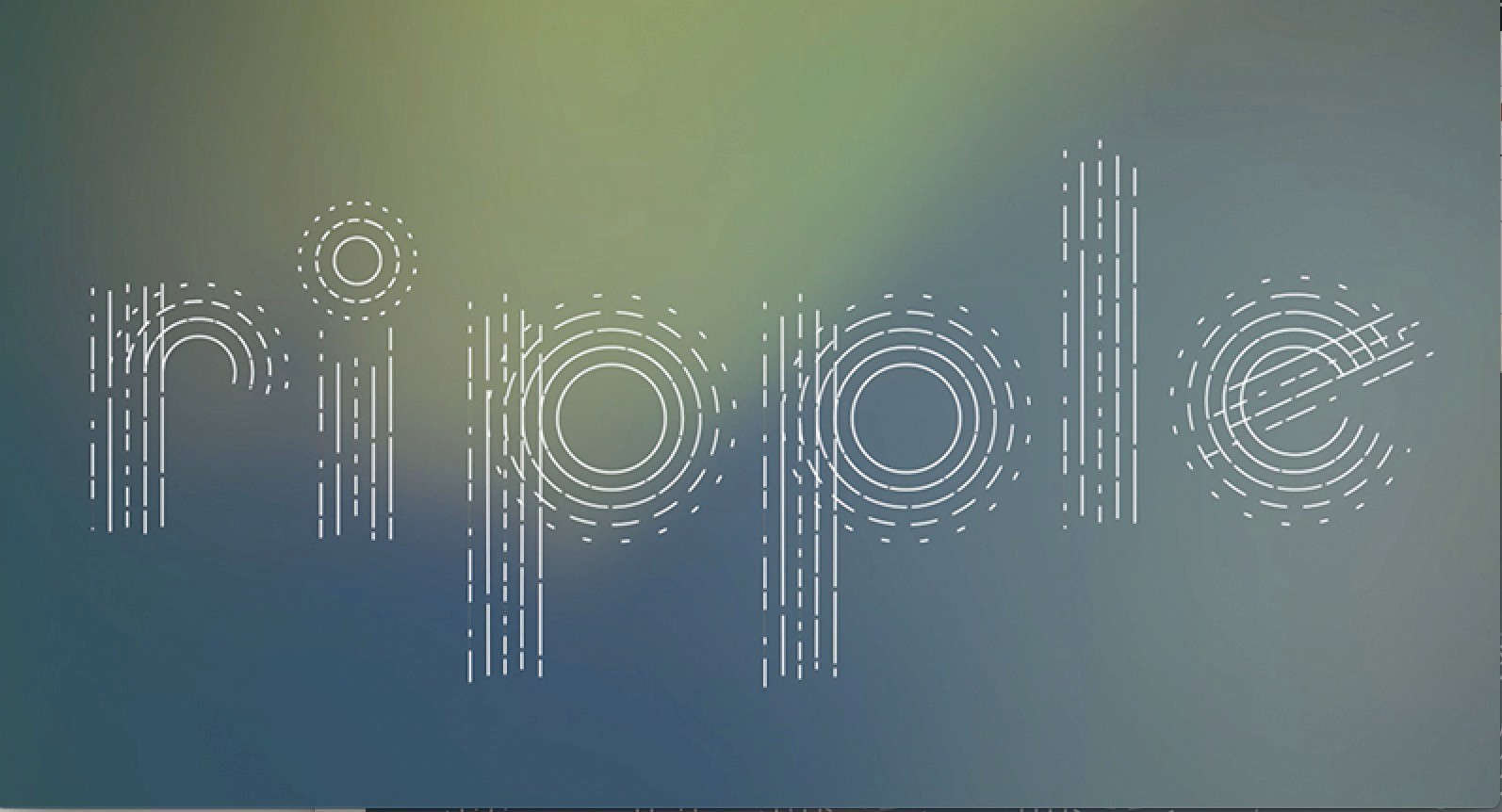 A green and blue gradient poster with the text RIPPLE made from white lines and circles.