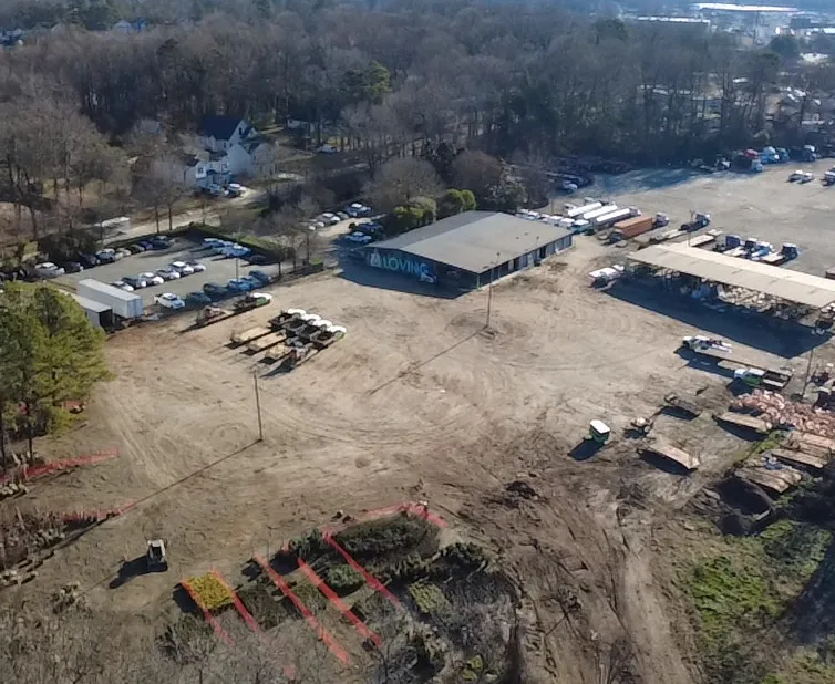 Aerial view of the industrial outdoor storage site at 309 Morningside Rd, Charlotte, NC