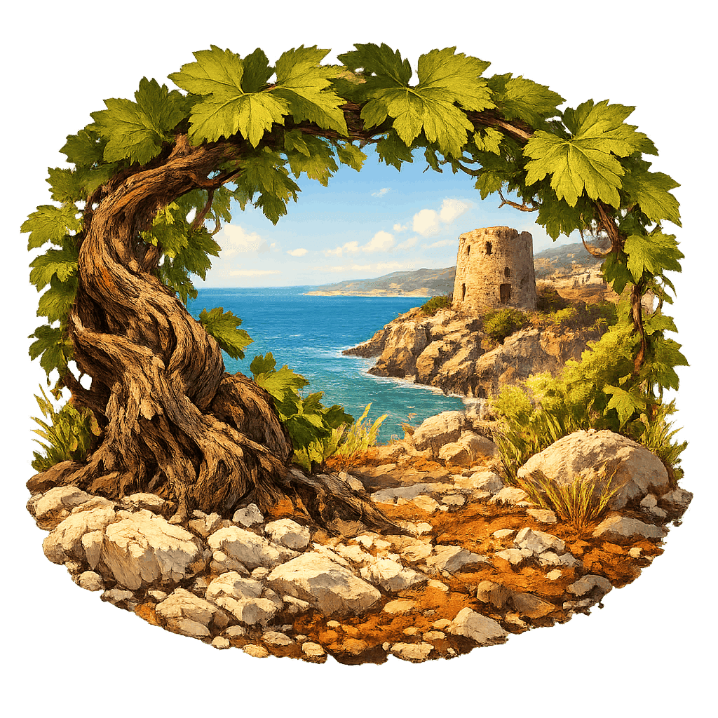 Detailed graphic of the Cirò wine region.