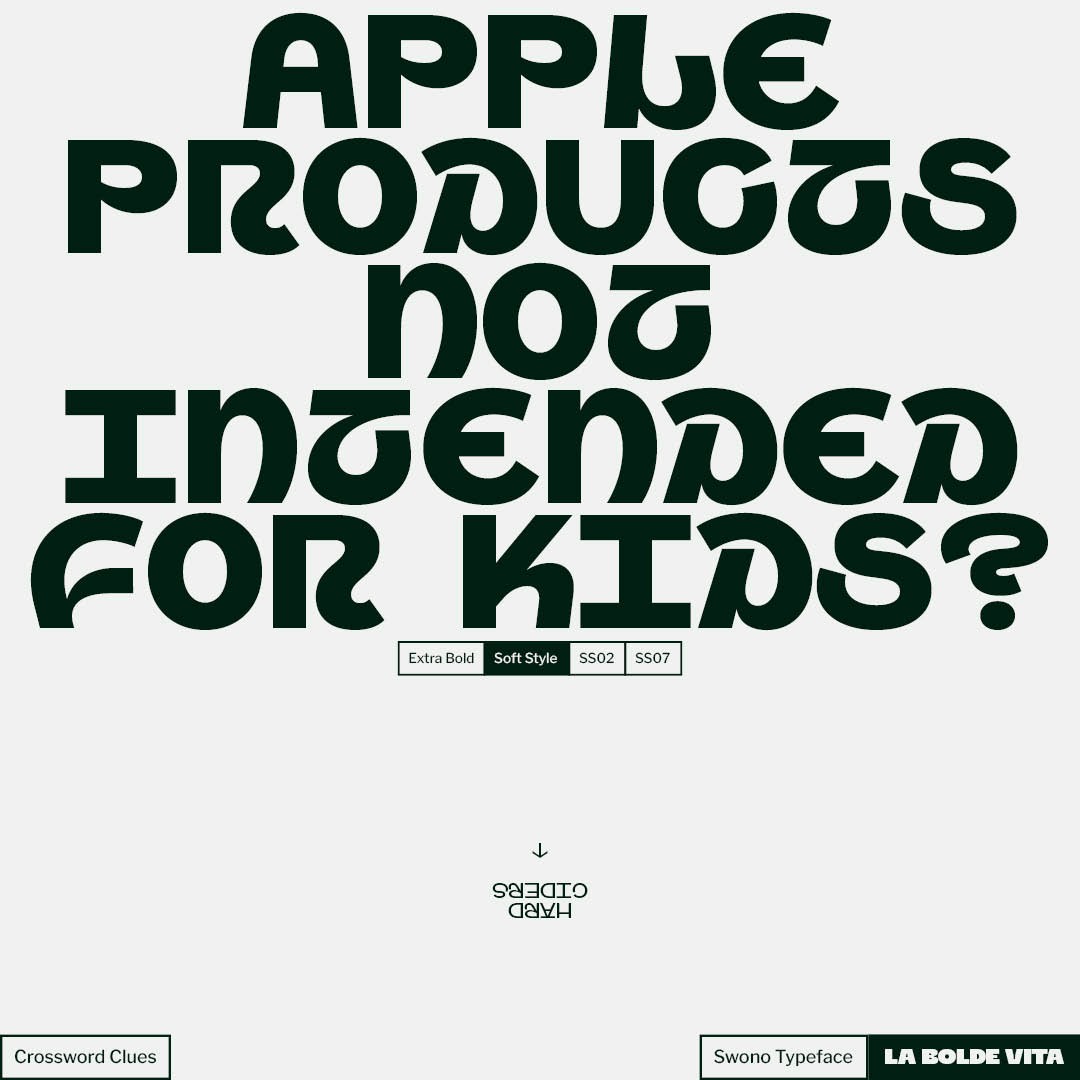 a little crossword riddle set in Swono soft stylistic set in black on grey