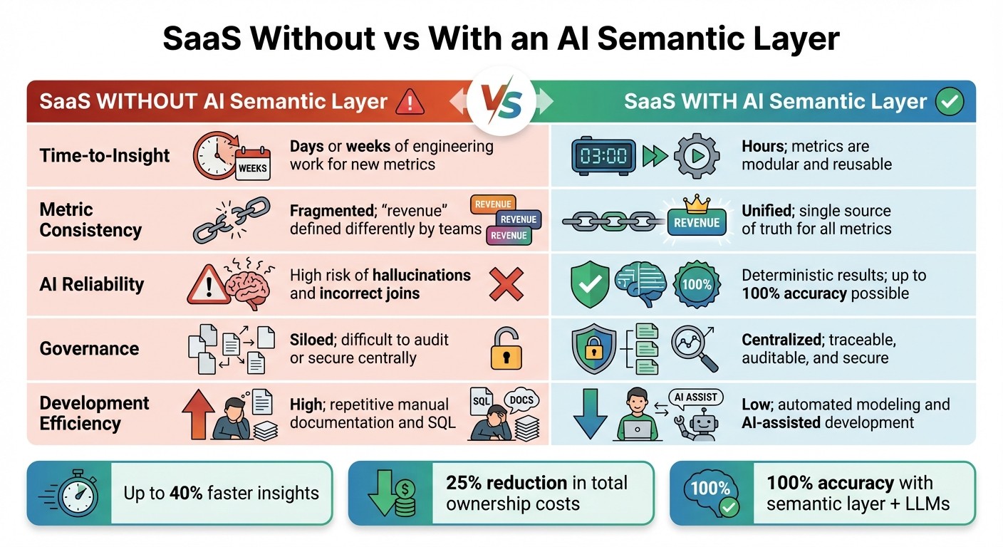 SaaS Analytics: Traditional vs AI Semantic Layer Comparison