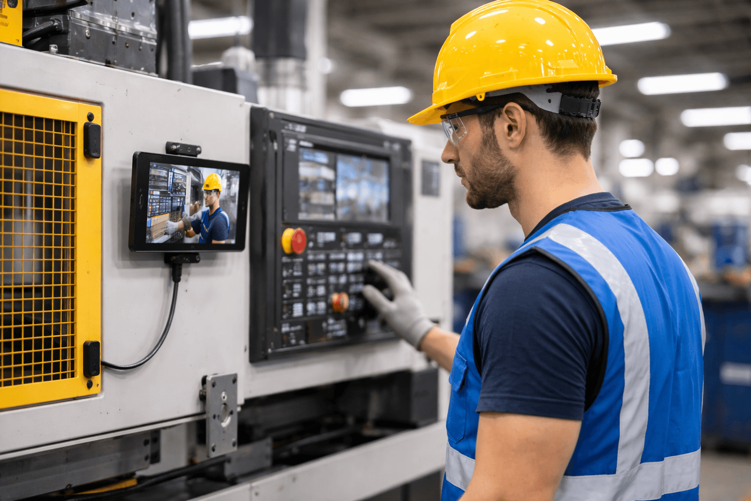 frontline operator working with a HMI panel after training