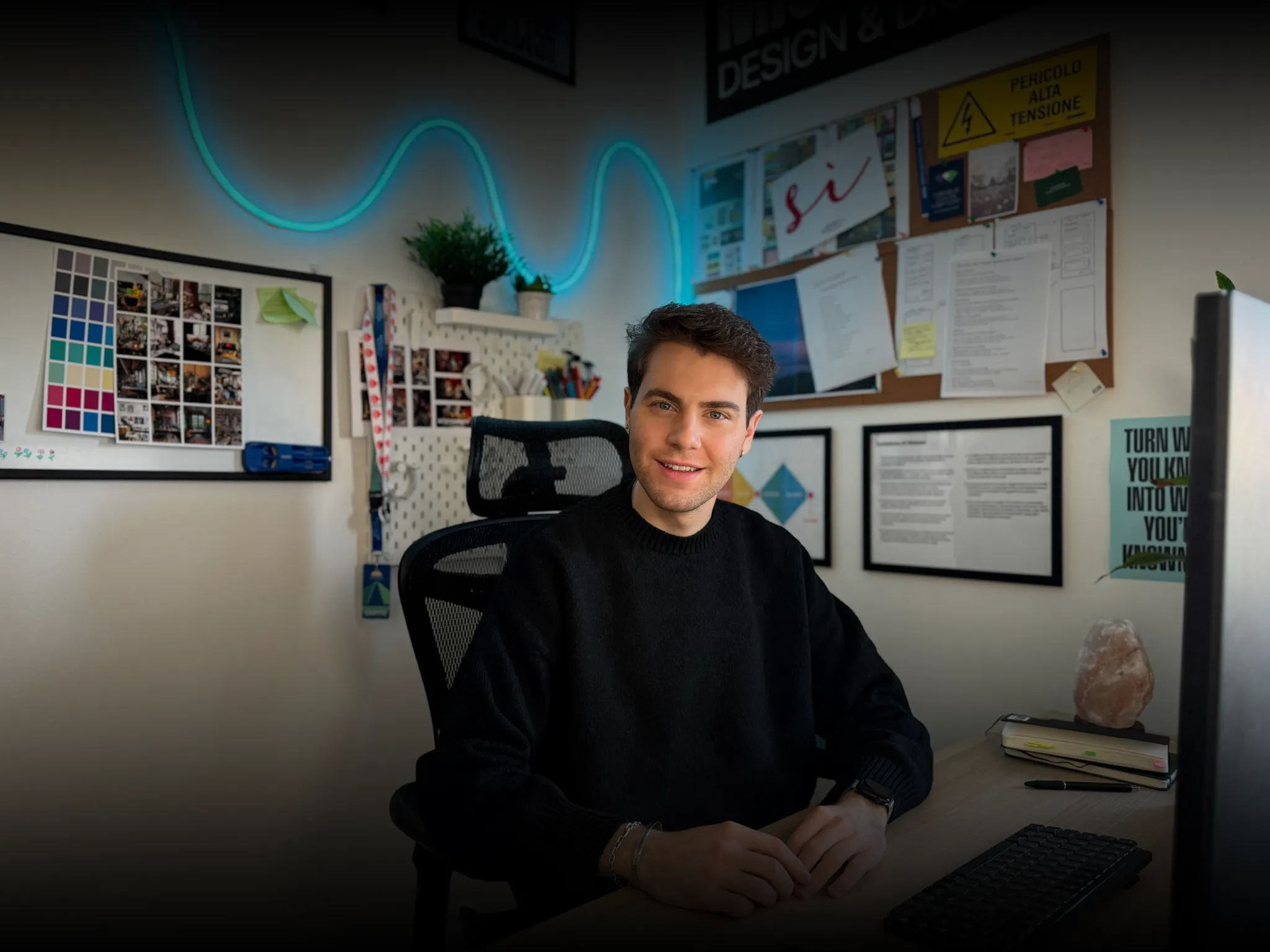michele at his desk in his studio