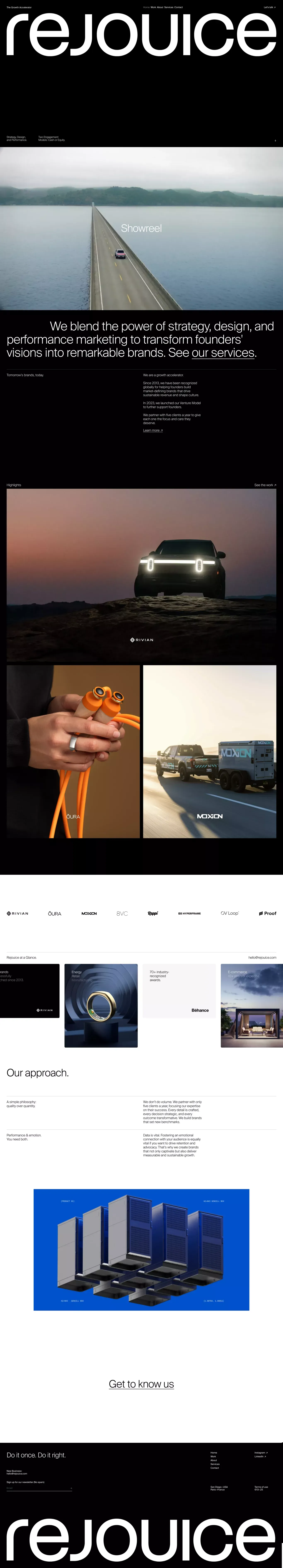 REJOUICE® portfolio page screenshot showcasing Design design