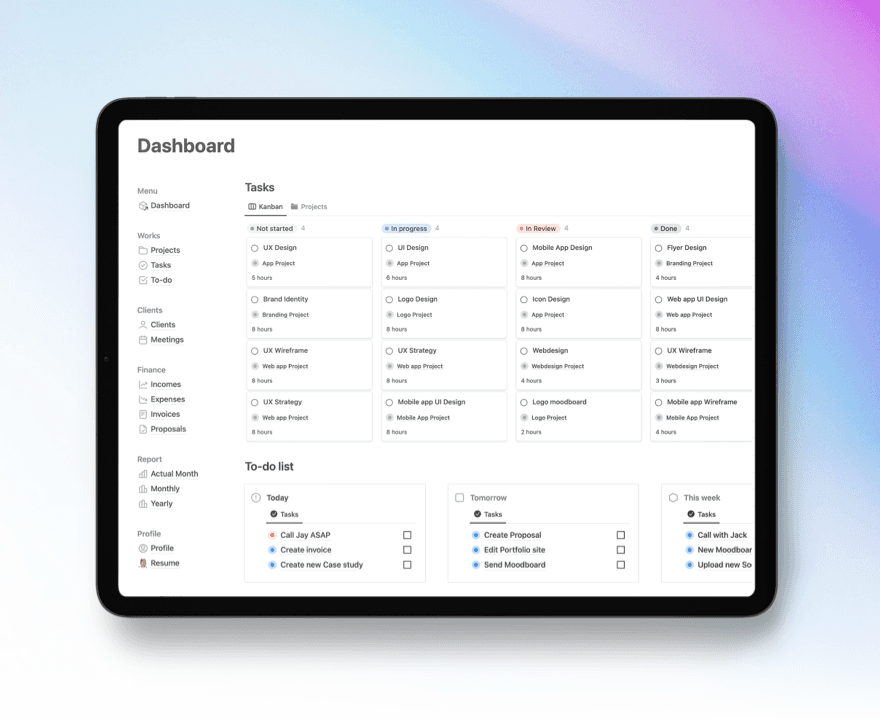 Notion Freelancer Board