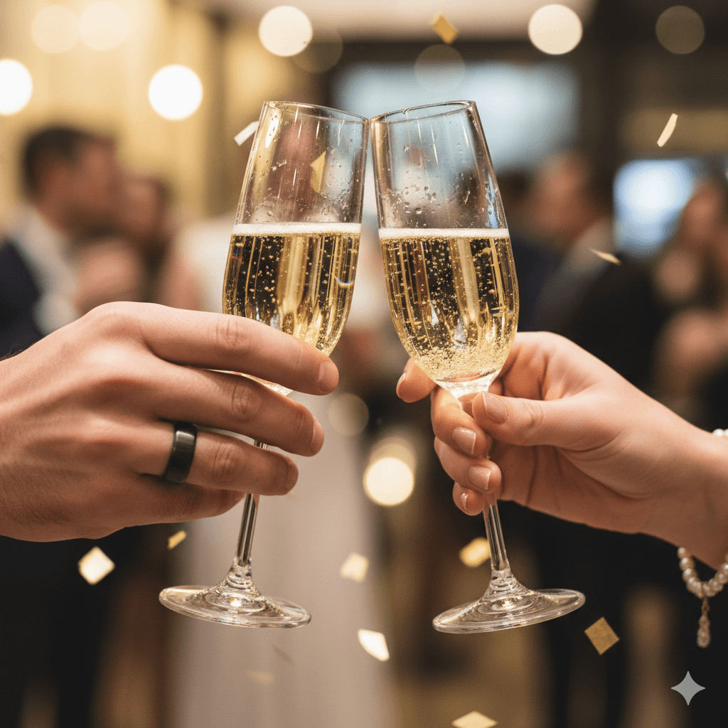 person wearing silver ring with black manicure