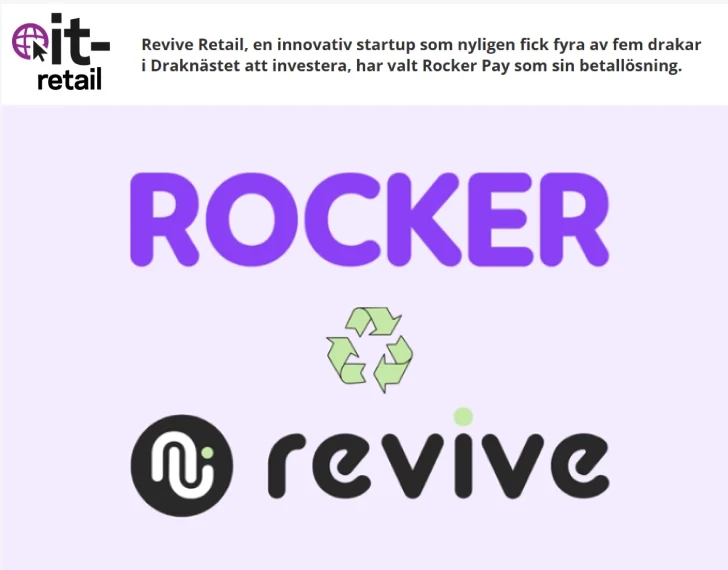 Revive Retail - Publicerat om oss - 29 Oktober 2024, Revive Retail väljer Rocker Pay som betallösning, it-retail , Secondhand, pre-loved- begagnat.