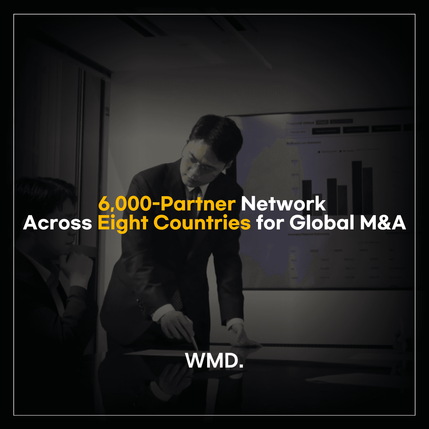 WMD global M&A advisory network across eight countries with 6,000 partners
