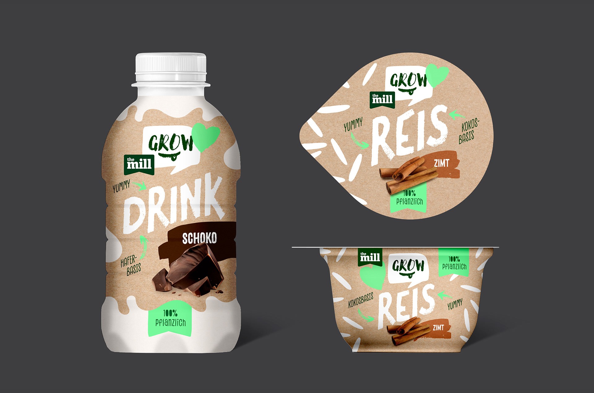 Label Design für eine vegane Food Linie – modernes Verpackungskonzept mit klarer Typografie und natürlicher Farbwelt