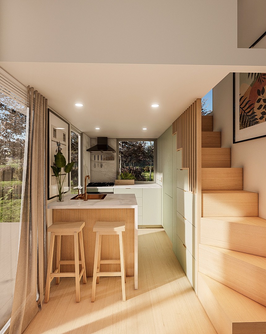 Double Trouble 7m/24ft tiny house kitchen