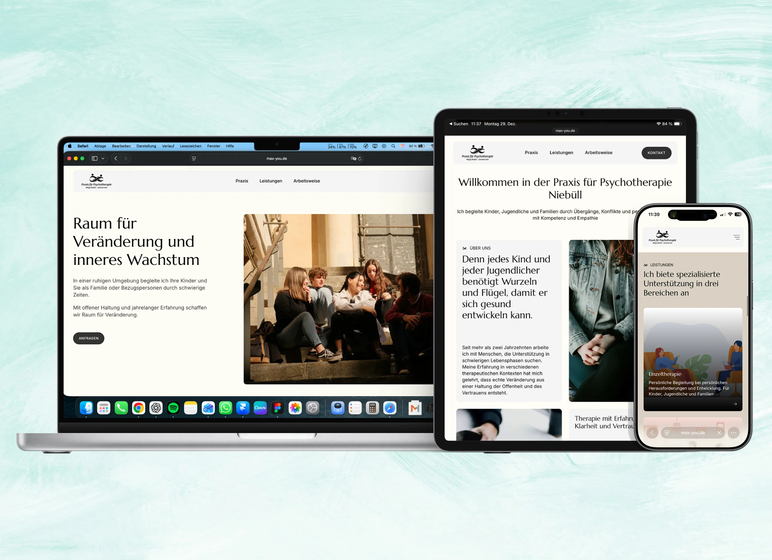 Finale Website / Mockup von der Max You Website