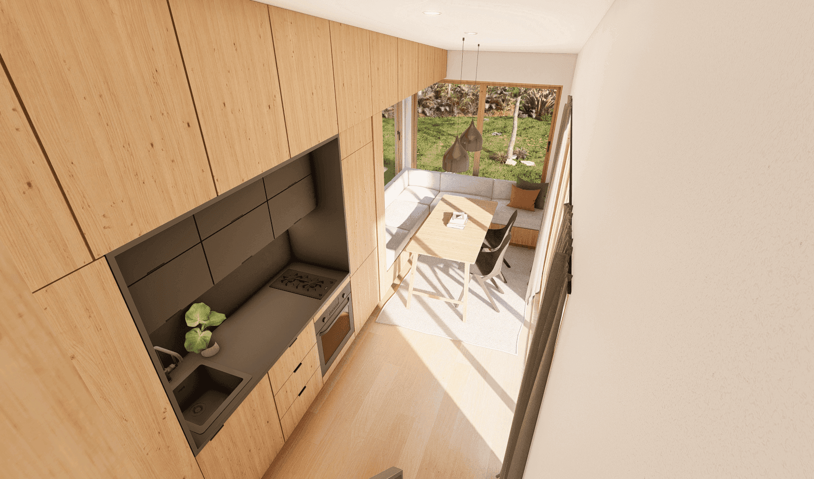 Workspace in a tiny house