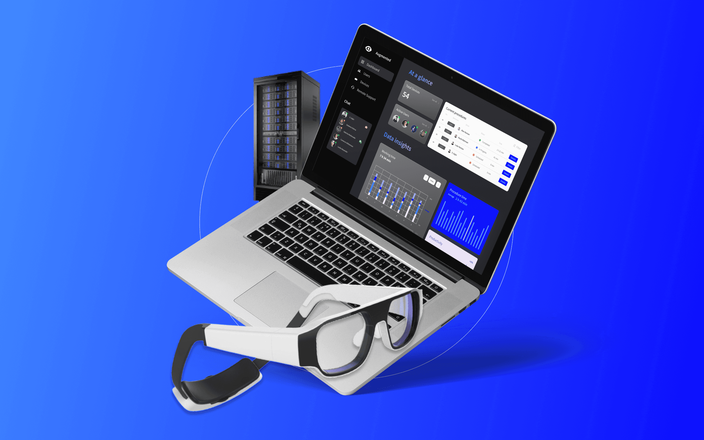 Augmented laptop data smar glasses