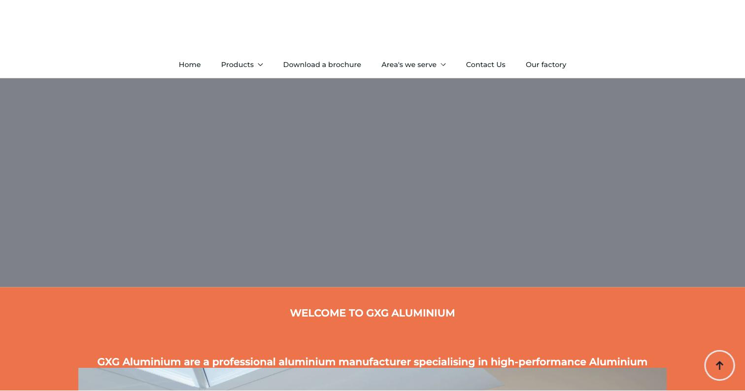 Original GXG homepage capture with a grey hero area and the old navigation