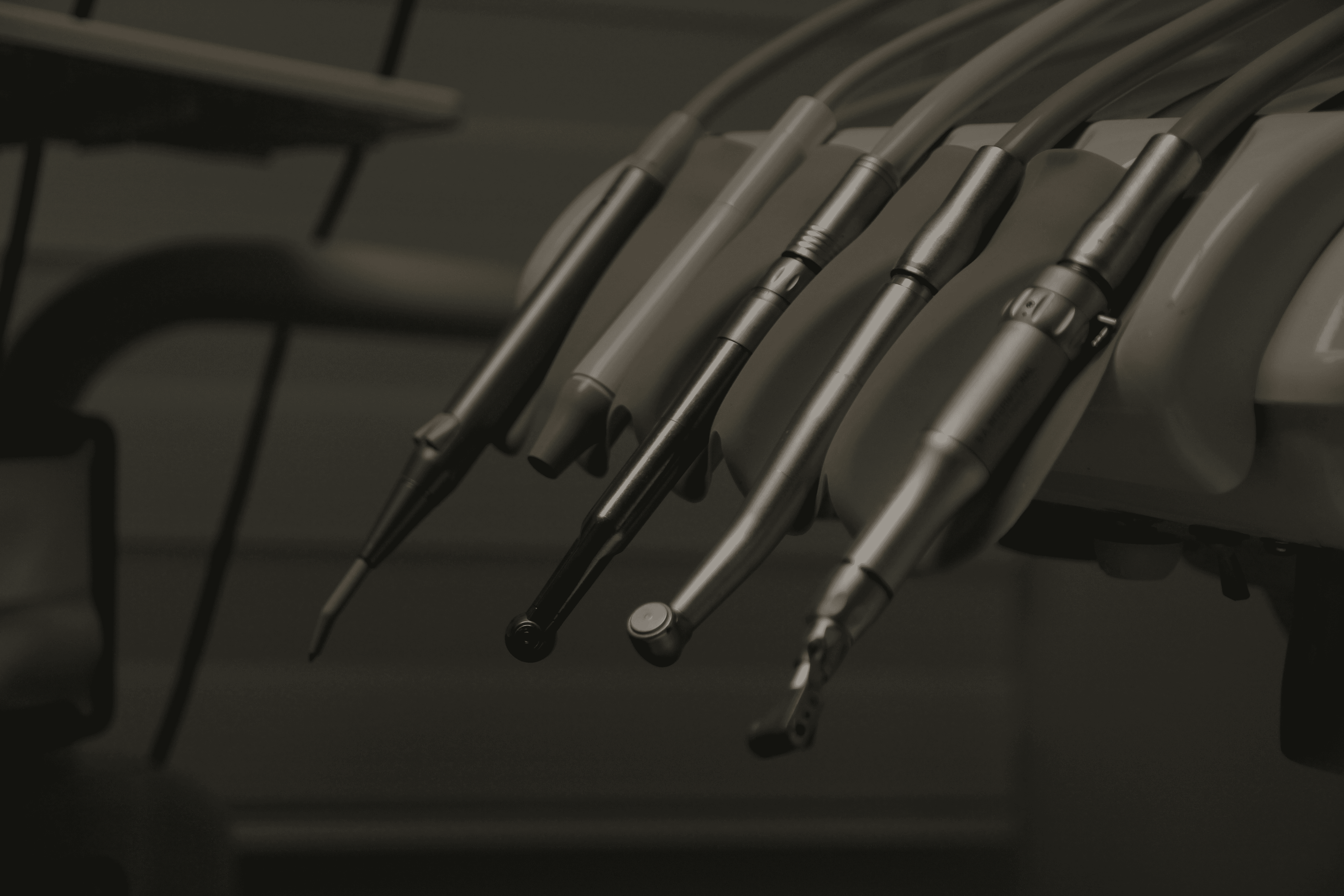 dental tools macro shot clean background