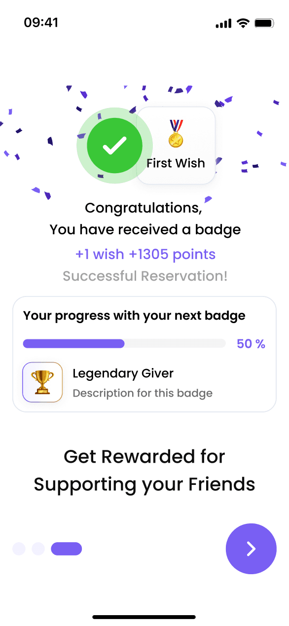 Screen 3 for Wish Mobile application