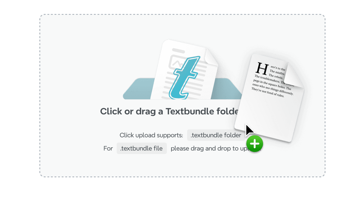 Upload a TextBundle file to begin the TextBundle to Mind Map conversion process.
