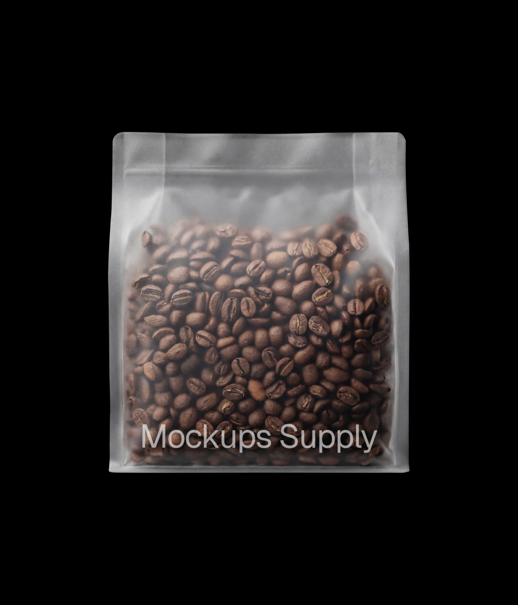 Frosted coffee pouch mockup with beans for packaging branding presentation