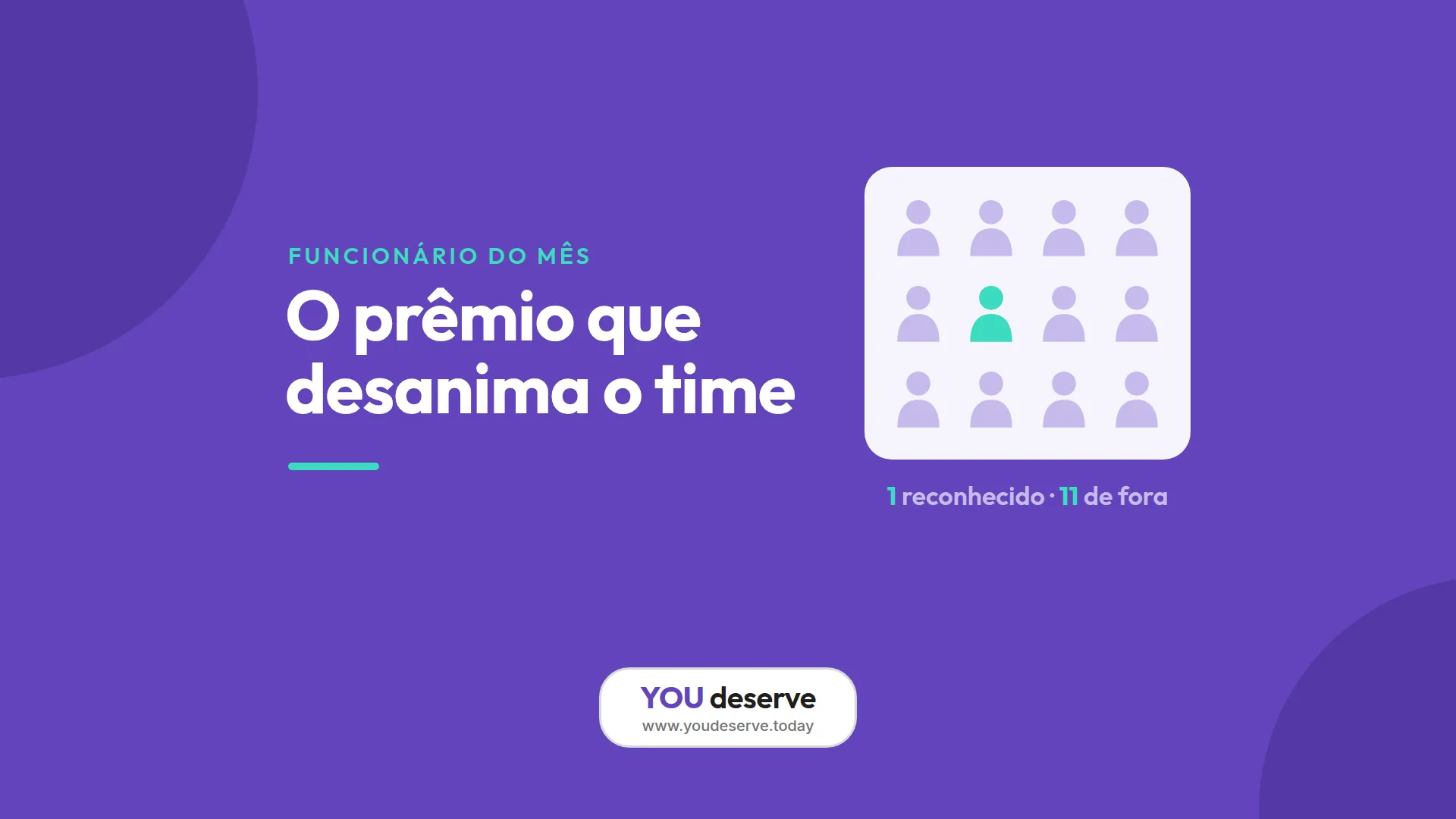Capa do post Funcionário do mês: grade com 12 silhuetas em que só uma está destacada, ao lado da frase O prêmio que desanima o time.