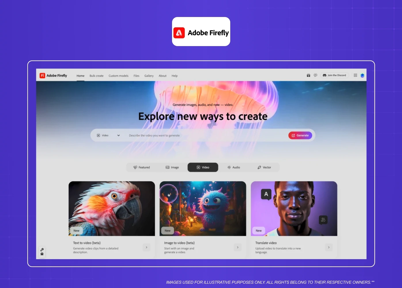 Generative AI platform for creating images, videos, and creative assets from text prompts.