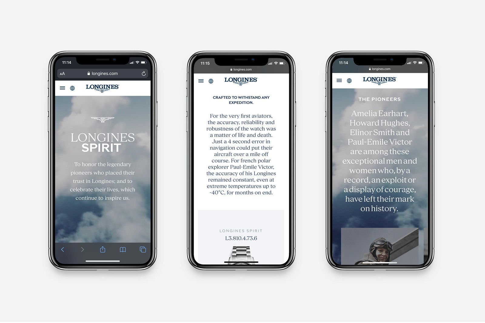 Three smartphones are displayed, each showing different screens with scenic backgrounds and text.