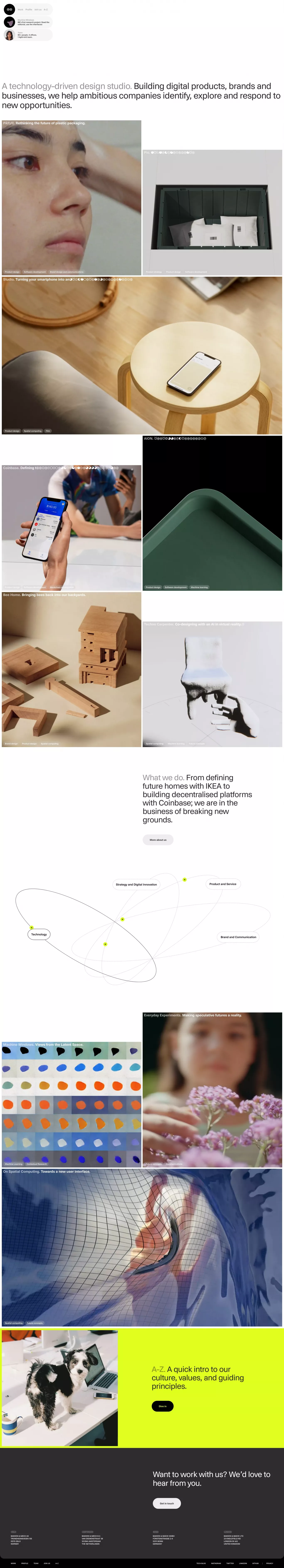 Bakken & Bæck portfolio page screenshot showcasing Design and Tech design