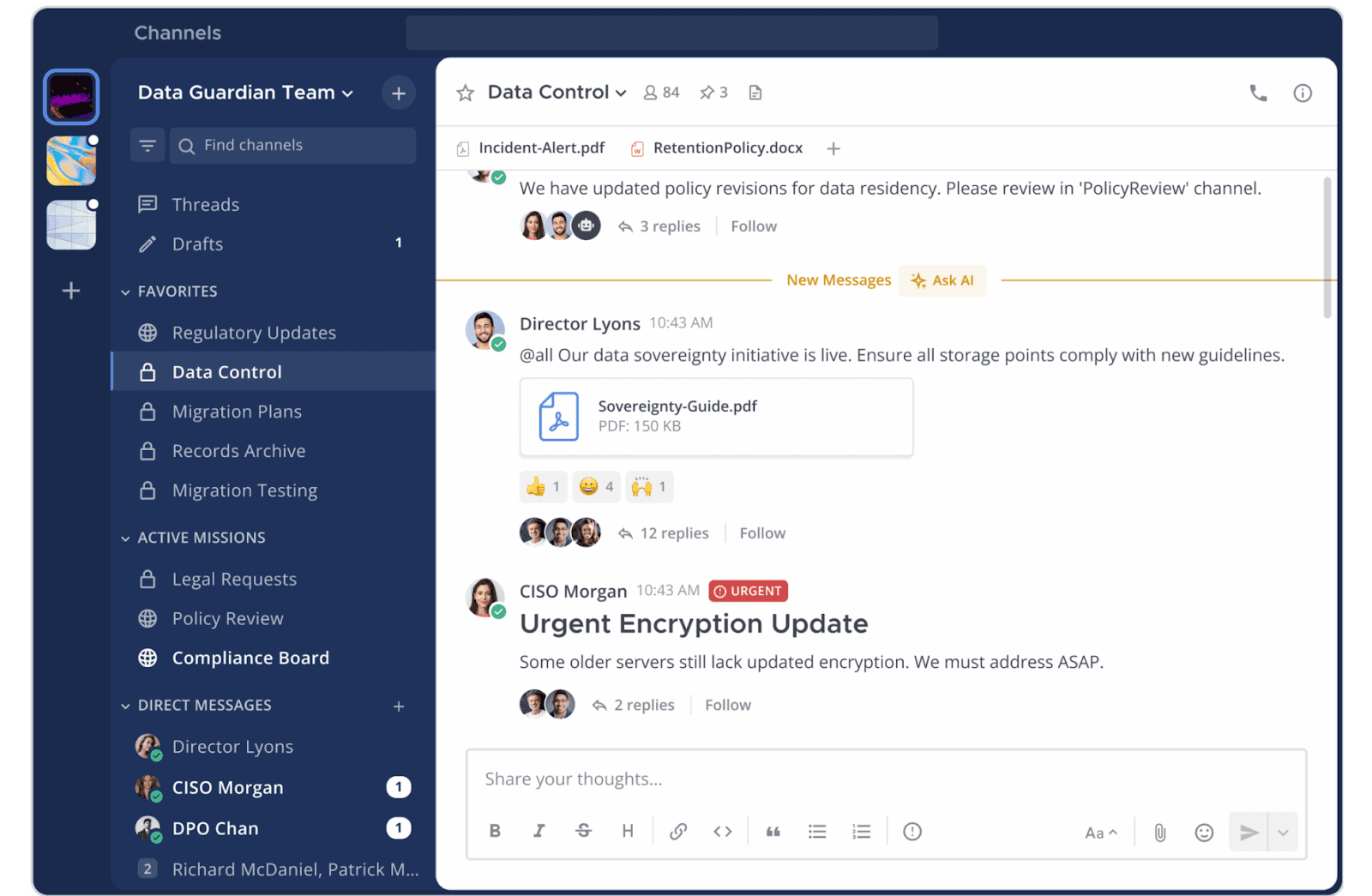 Interface of Mattermost