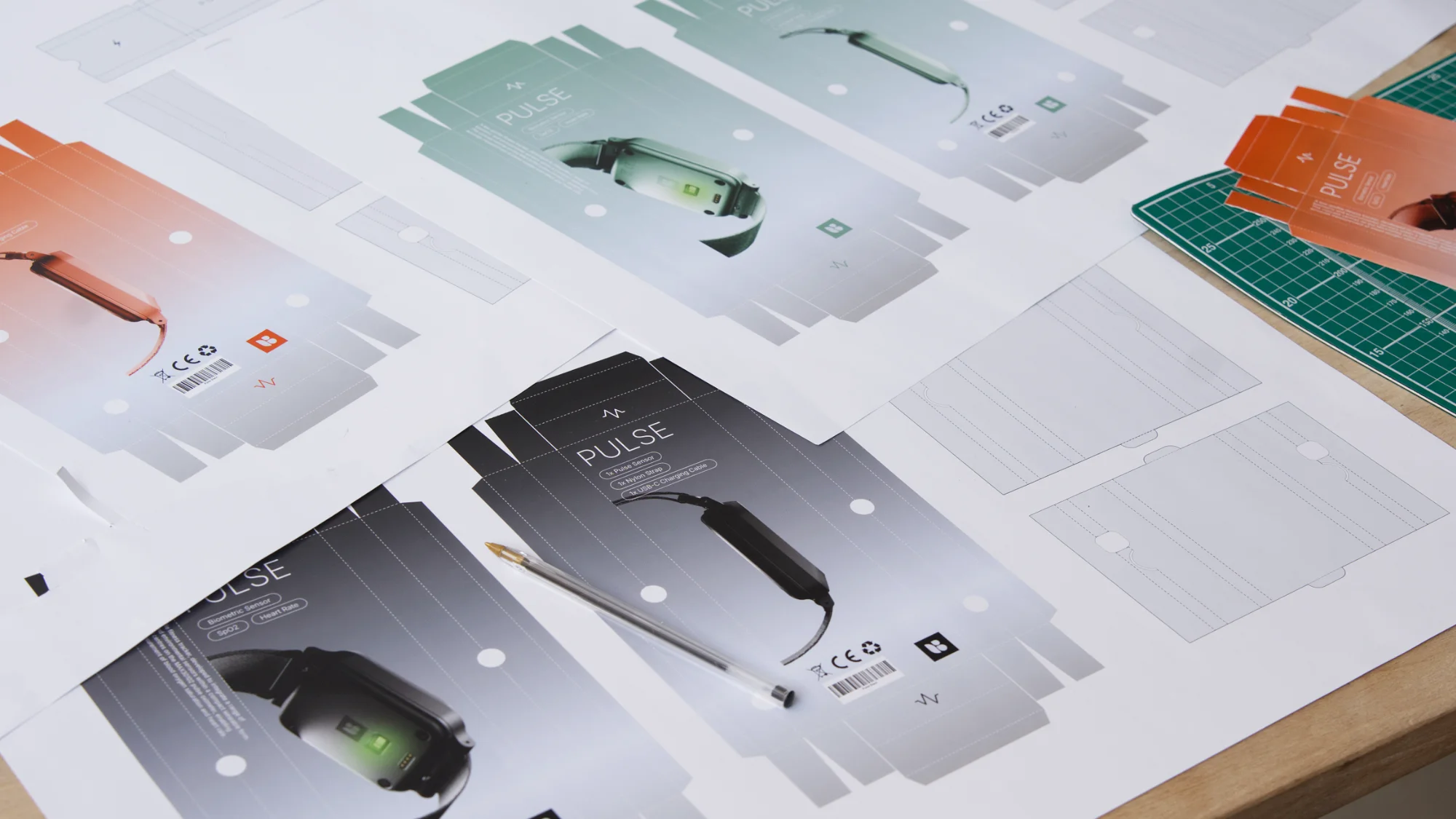 Product packaging net designs for biometric sensor.