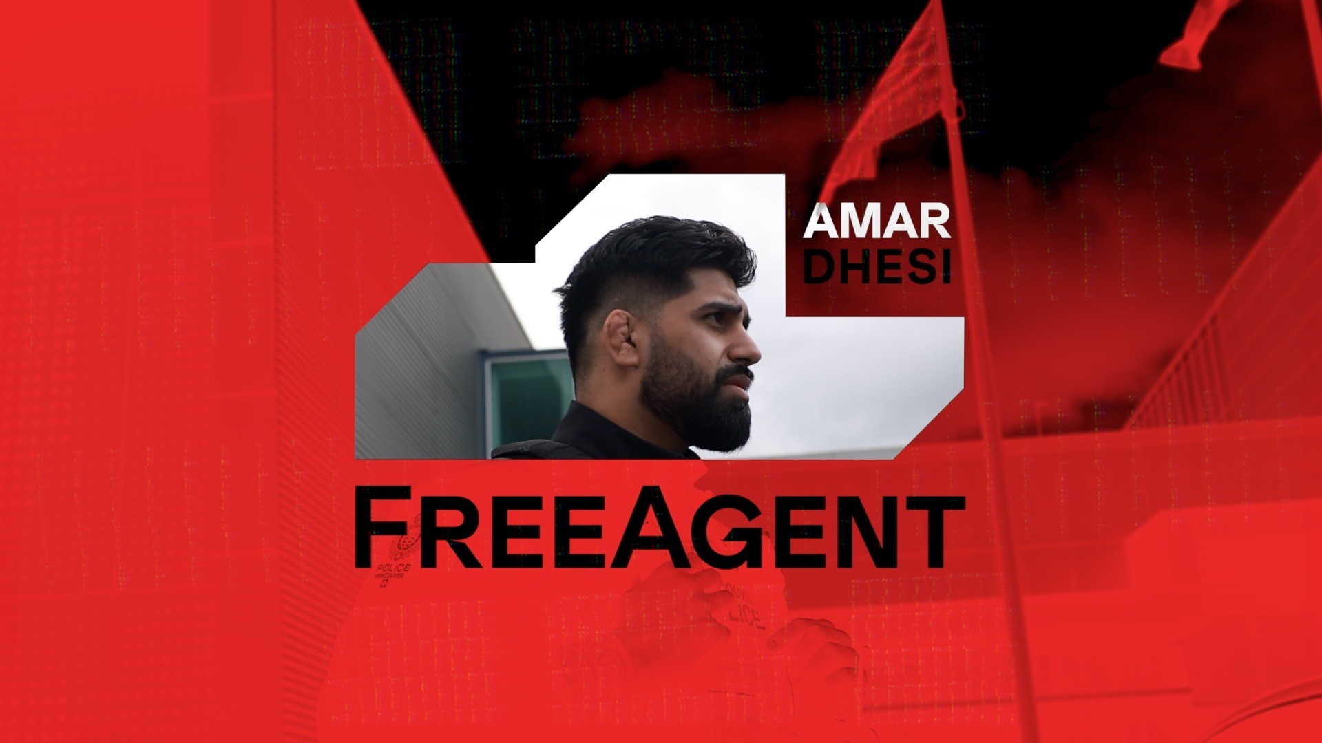 Amar Dhesi in a red background 