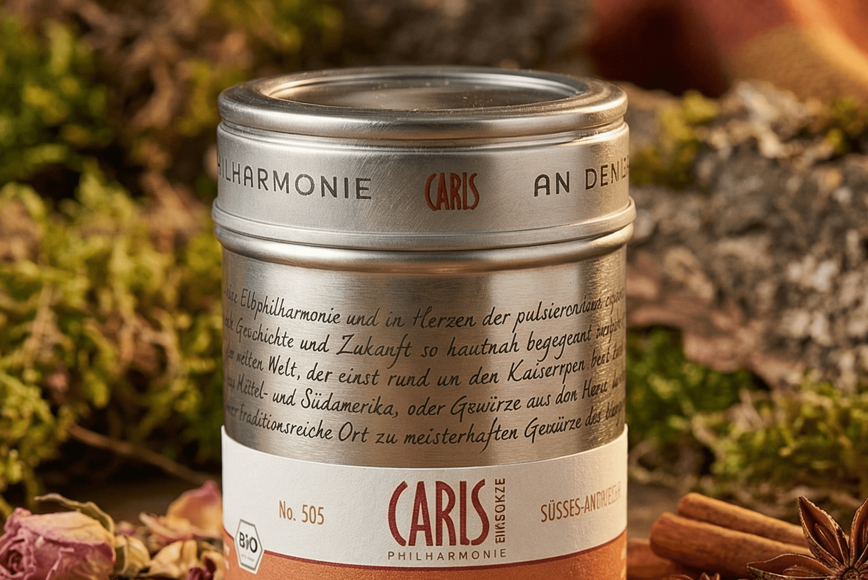 CARIS PHILHARMONIE metal tin with text