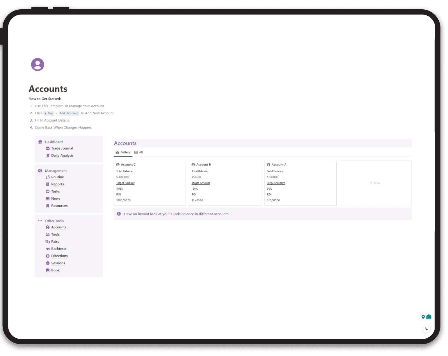 Screenshot of Notion template recipe