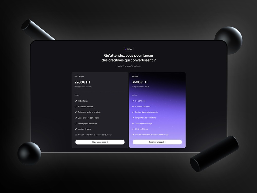 Page détaillant les offres créateurs et marques pour podcasts vidéo, par Keyz Digital.