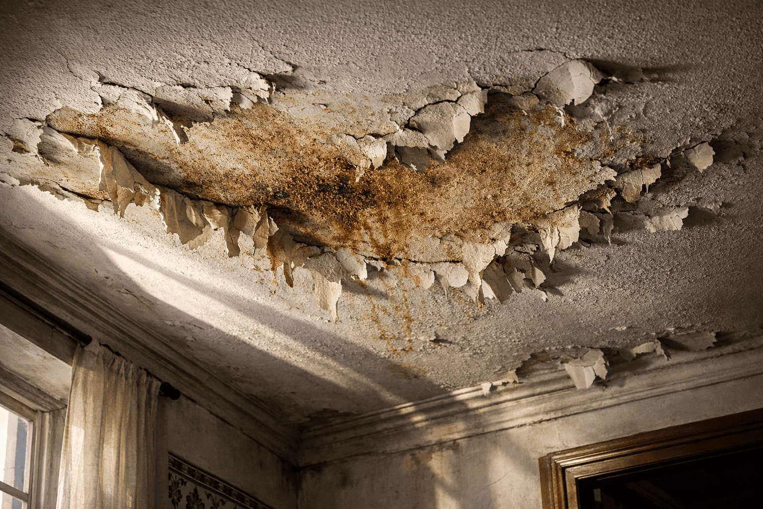 teto de moradia com infiltrações