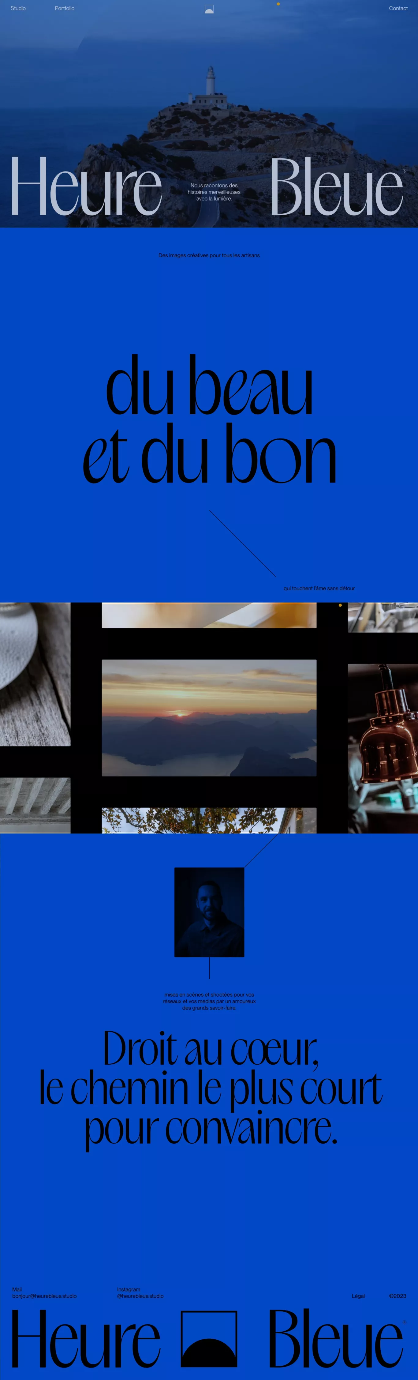 Heure Bleue portfolio page screenshot showcasing Photography design