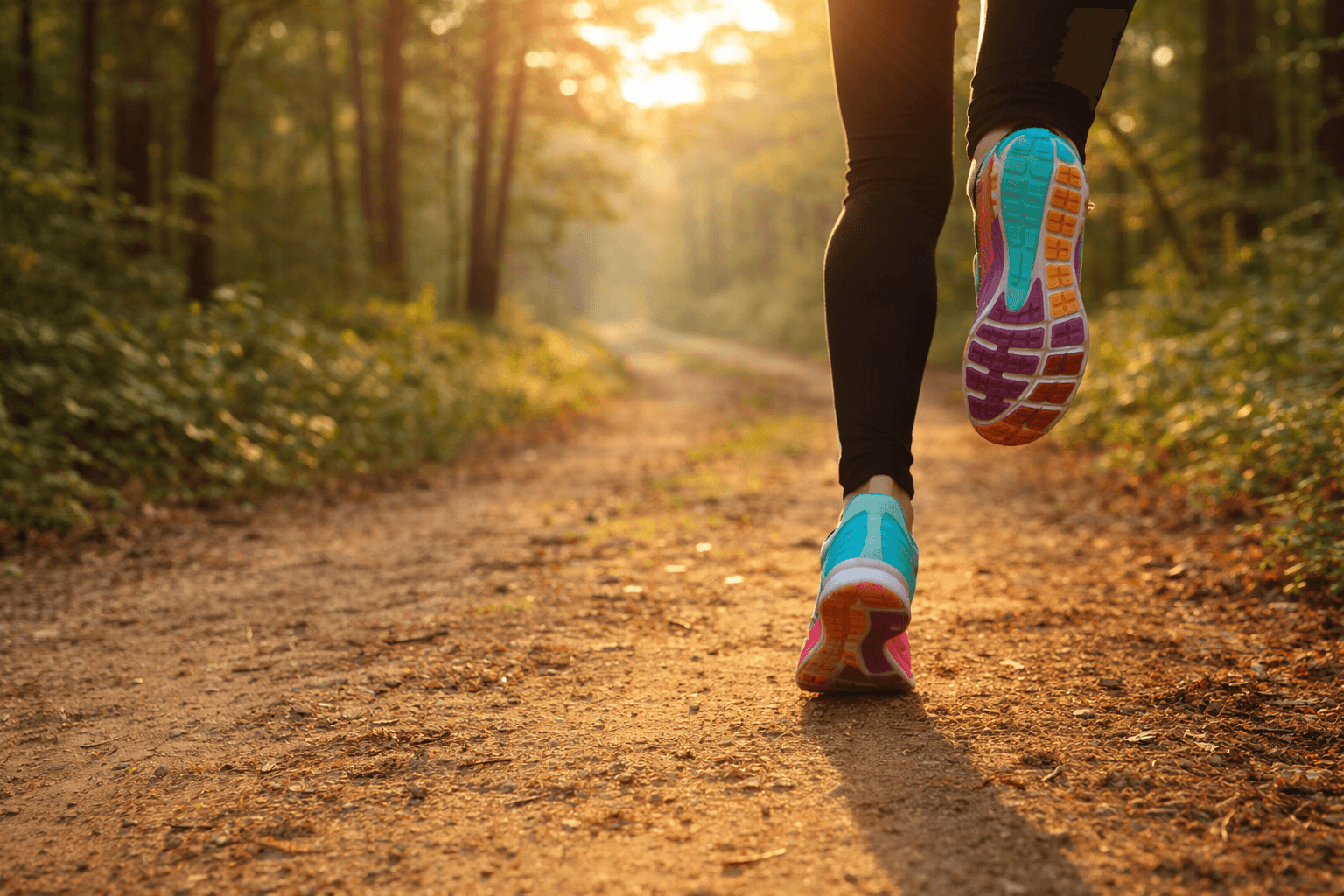 Runner on wooded path
