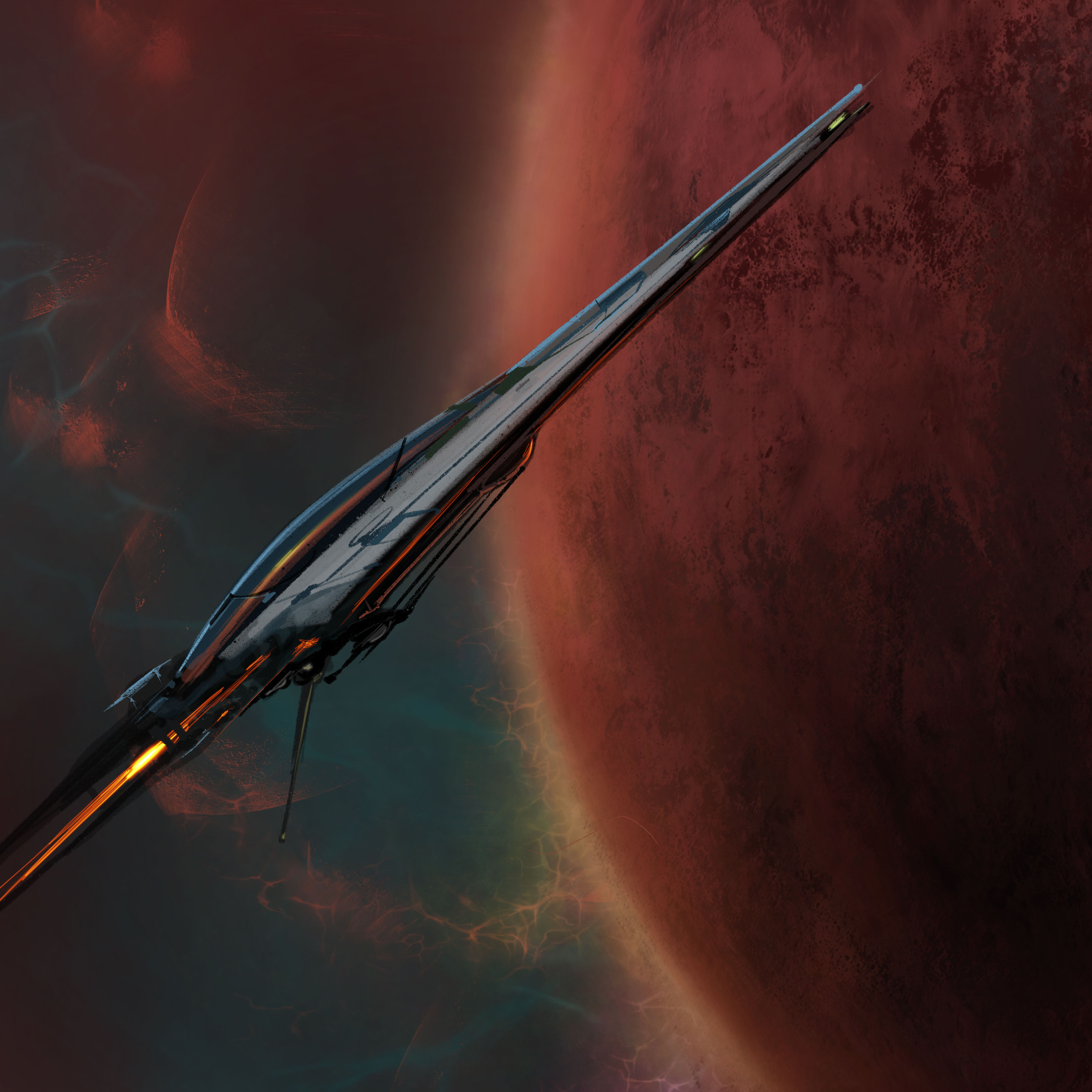 Planet and Ship Concept Art by David White