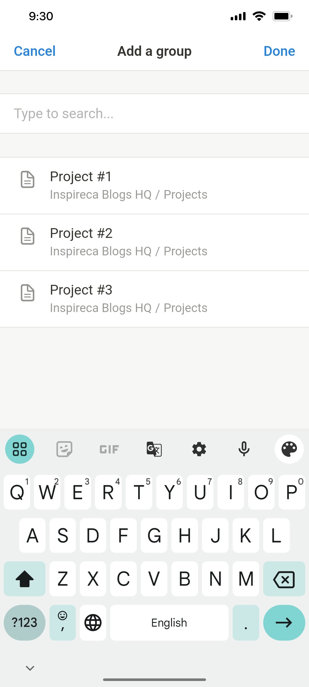 Notion App Add a Group Screen