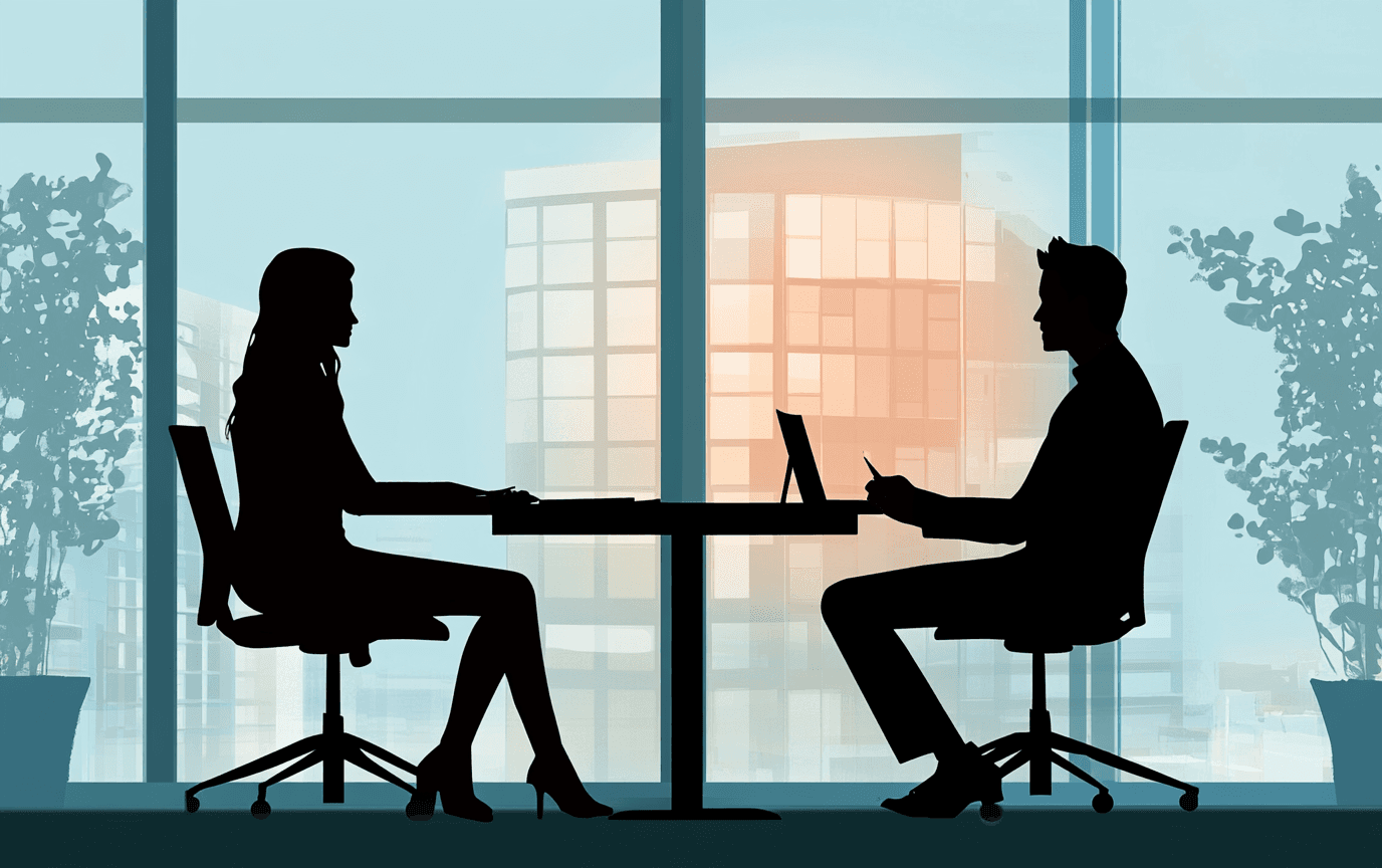 two people talking mock interview