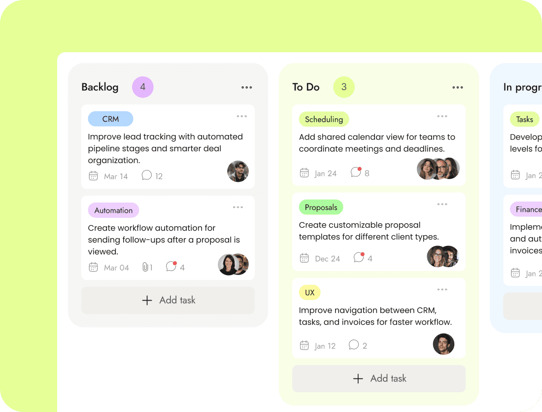 Backlog interface