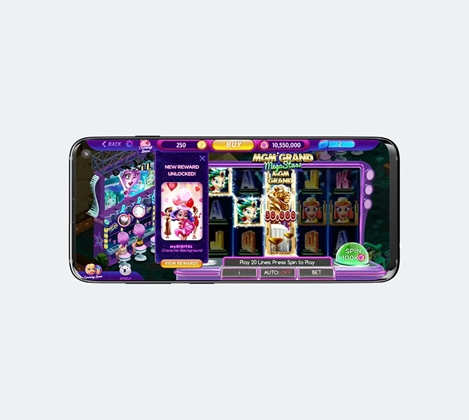 Mobile game UI design showing a 'New Reward Unlocked' drawer with character customization items, designed to enhance player gratification and retention.