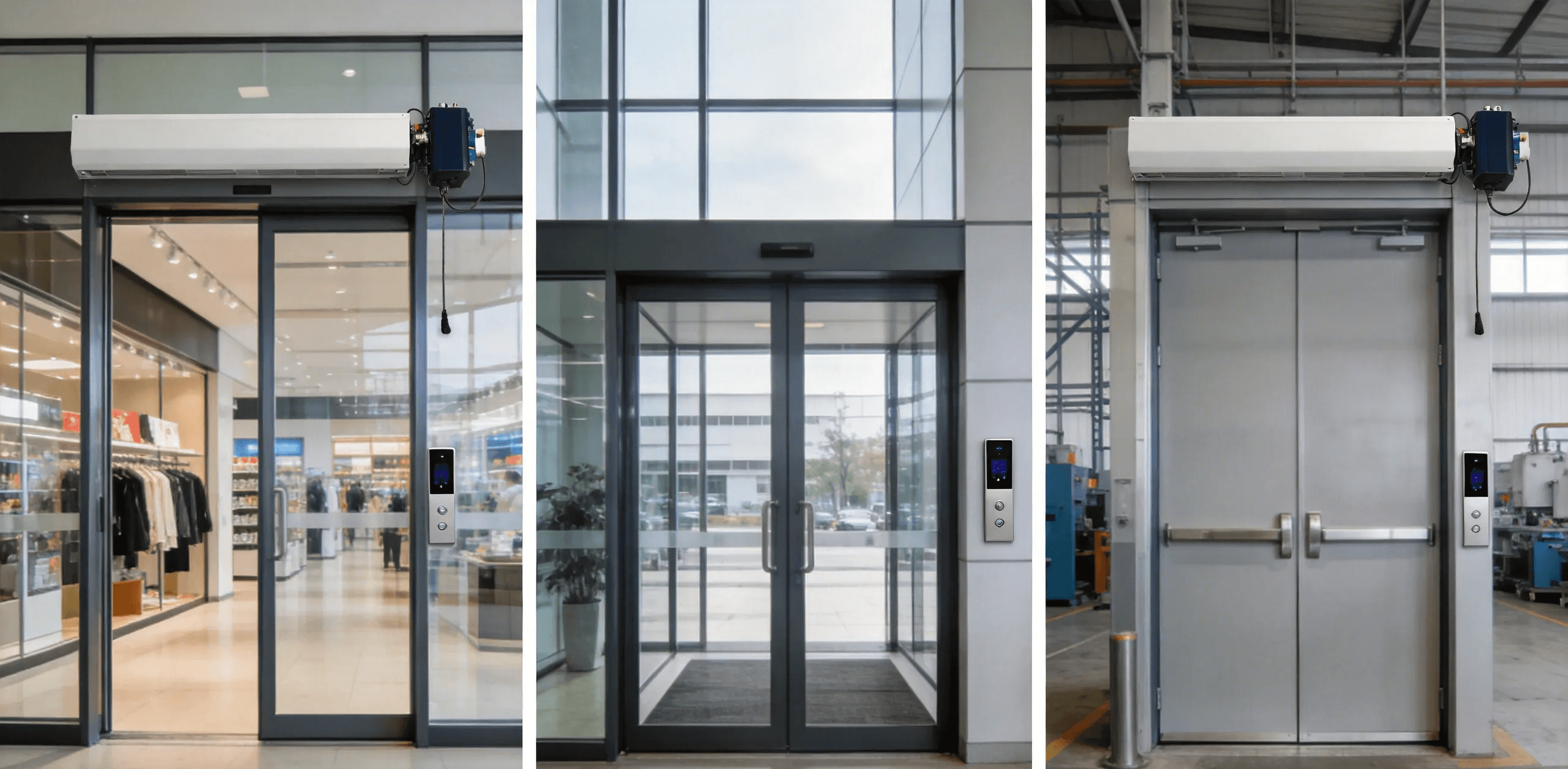 Automatic door systems applied in retail office and industrial buildings