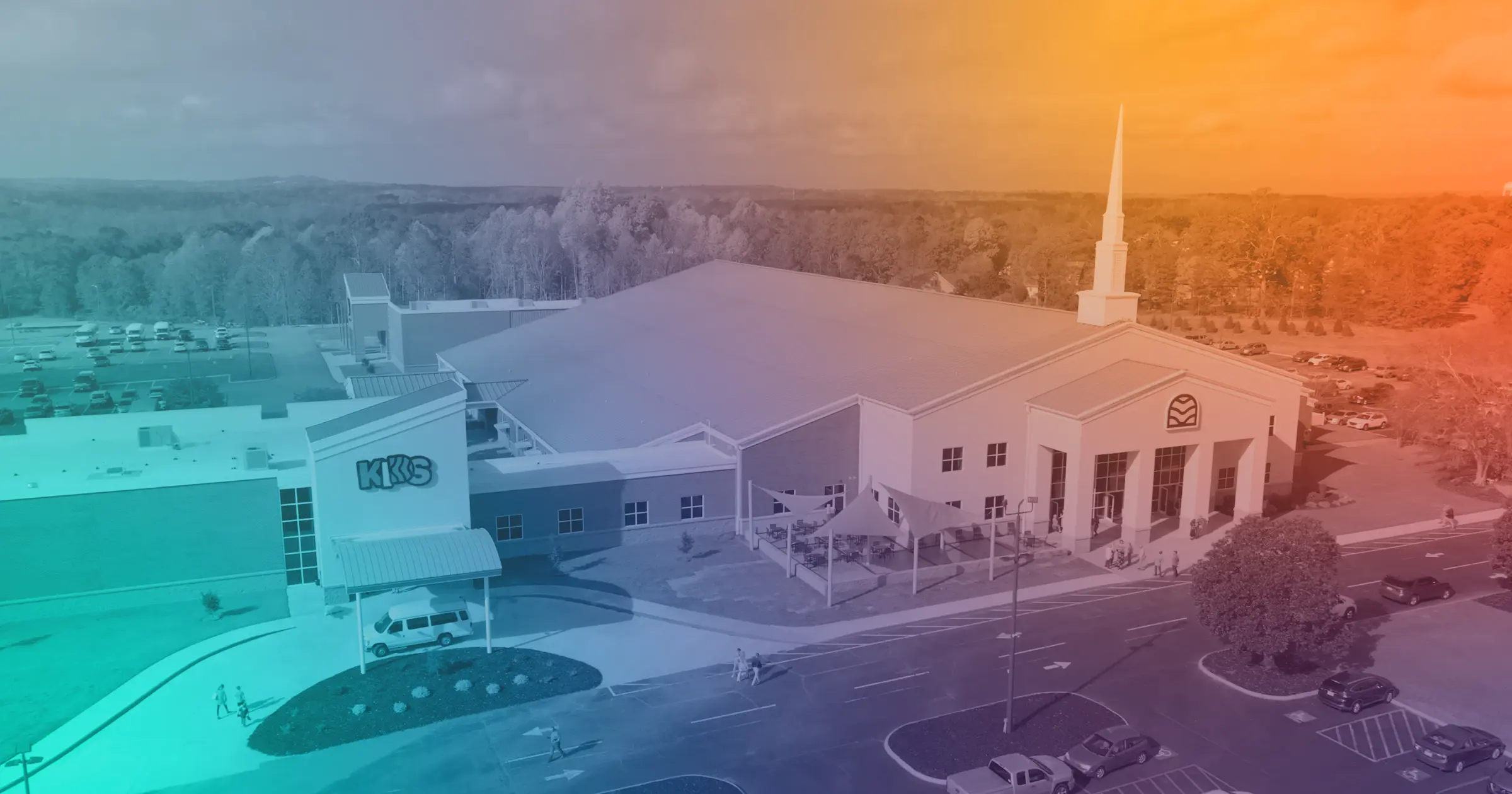 Colorful Drone Image of Church Campus