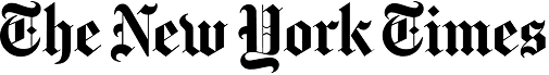 The New York Times logo in white serif text on a dark background.