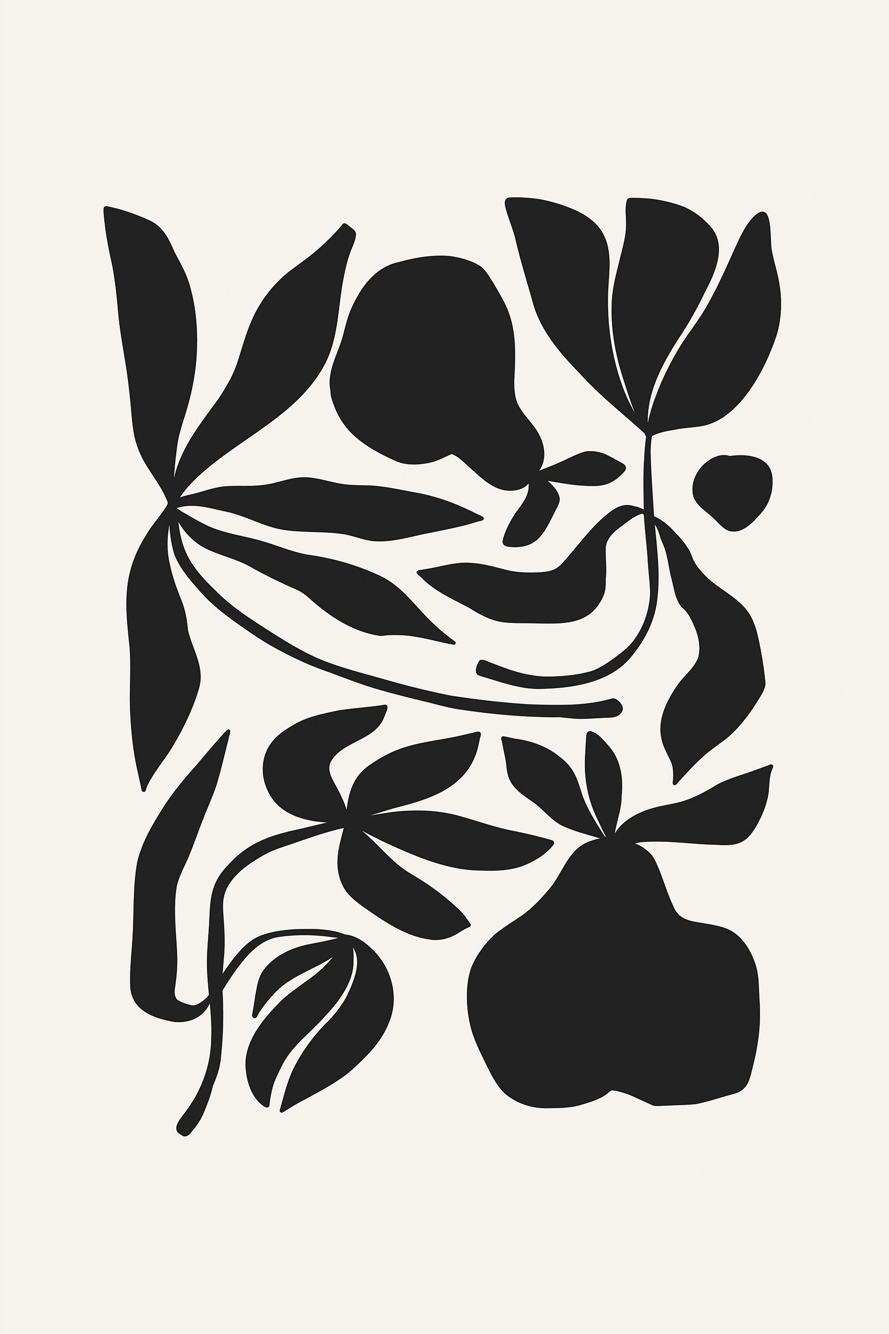 Folk Fable AI boho abstract black and white print