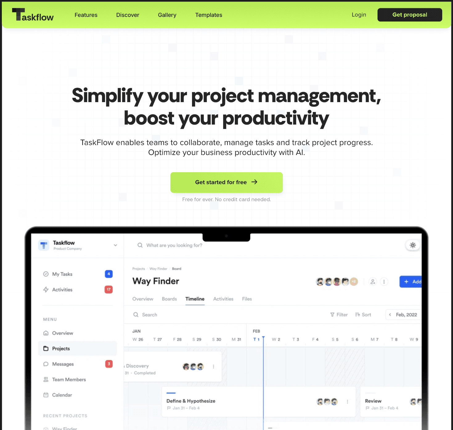 image of a website named Taskflow