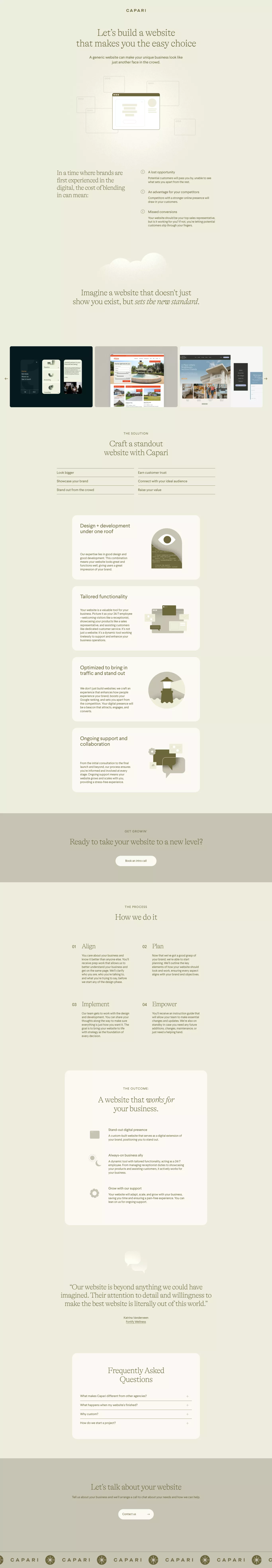 Websites that go beyond the ordinary. Ba landing page screenshot showcasing Design and Tech design